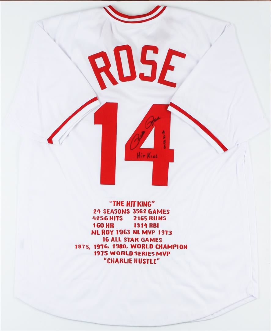 Red Roses Jersey Cincinnati Reds Pete Rose Autographed Jersey With Stats