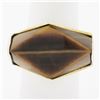 Image 1 : Vintage 14K Gold Large Polished Custom Cut Tiger's Eye Solitaire Geometric Ring