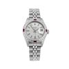 Image 2 : Rolex Ladies Stainless Steel Quickset Silver Index Dial Diamond And Ruby Bezel D