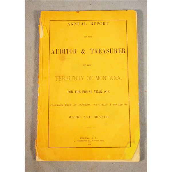 1879 Montana Auditor & Treasurer Brand Book