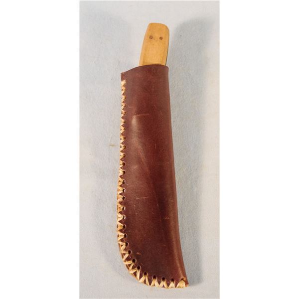 Russell & Co. Green River Works knife with leather sheath, 6" blade, wooden handle