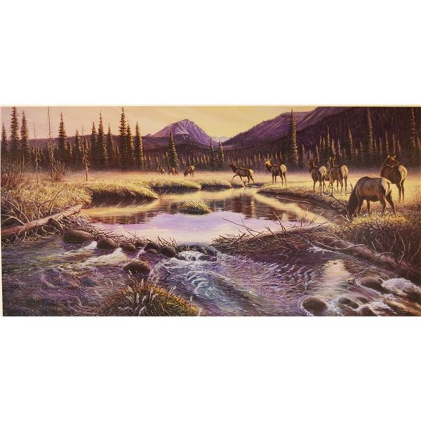 Zabel, Larry, lithograph, Beaver Meadow Elk, 18" x 32"