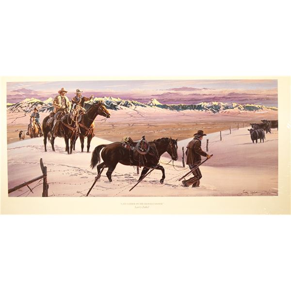 Zabel, Larry, limited edition lithograph , Late Gather on the Gravelly Range, 15.5" x 32", #236/500