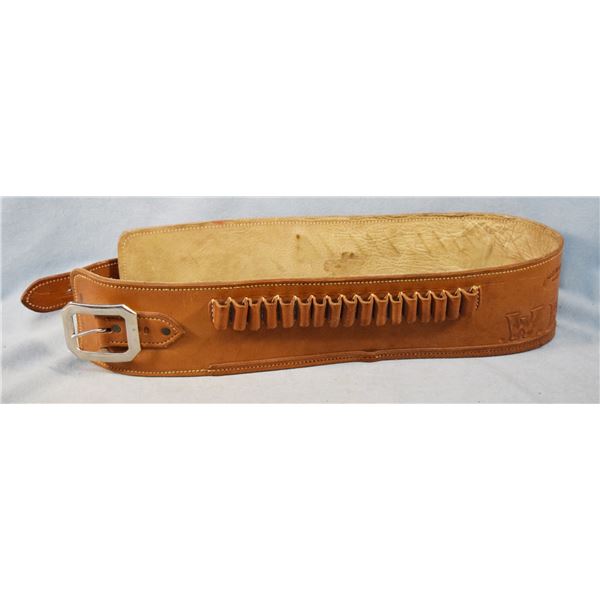 Ace Nelson (Dillon, MT) tooled leather gun belt, ca. 19430's, 40"