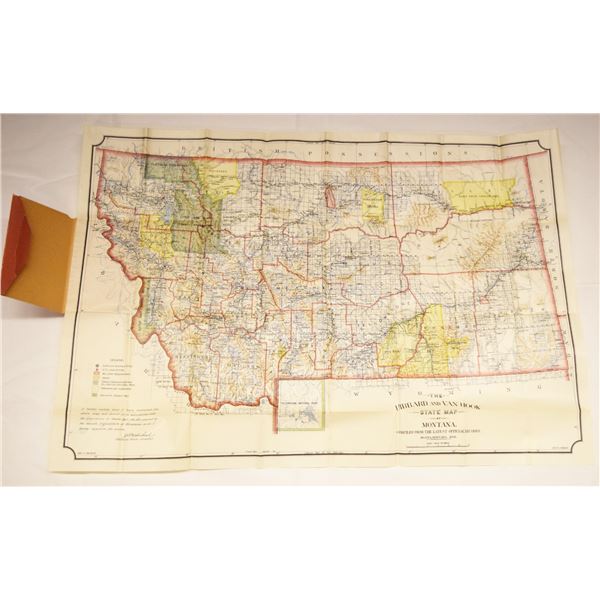 Official Map of Montana 1901, published by Hubbard and Van Hook, "Compliments of JH Calderhead, Stat
