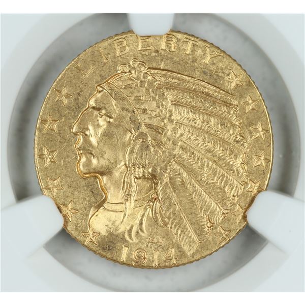 1914 $5 gold  Indian Head, NGC MS62, est. $1500