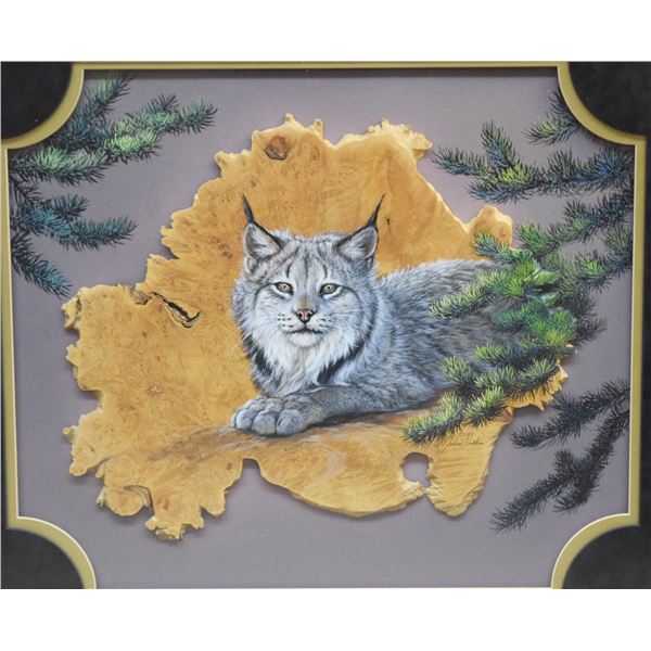 Pickthorn, A. Nadine, multi media original, Canada Lynx, 20.5" x 24", framed, signed lower right, 20