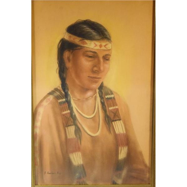 Hooker Fay, Arlene, pastel, Indian Woman, 19" x 13", framed. Arlene was 3X People's Choice Artist at