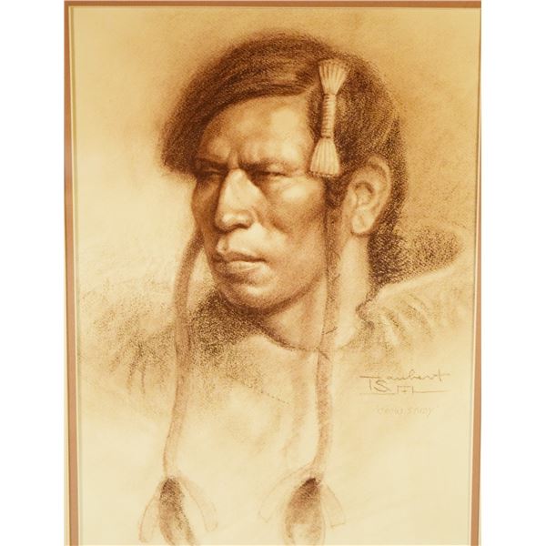 Saubert, Tom, conte crayon, Crow Study, 15 “ x 11”, framed, signed mid right. Est