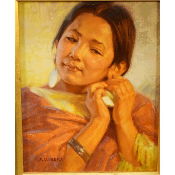 Saubert, Tom, oil on board, Pretty Shell, 10” x 8”, framed, signed lower left. Est