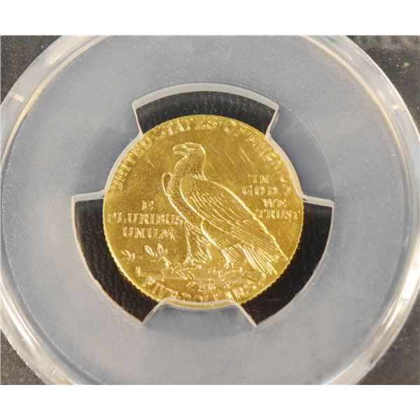 1912 $5 gold Indian Head coin, PCGS Genuine Cleaned AU detail