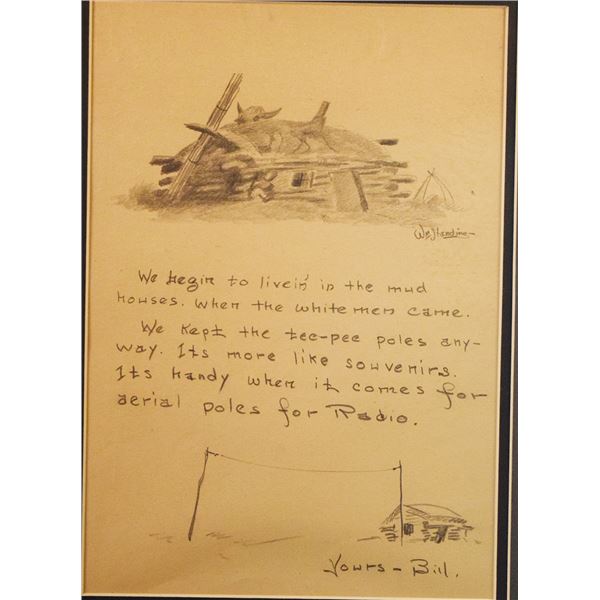 Standing, William, original pencil letter, Saving The Poles, 12" x 8", framed