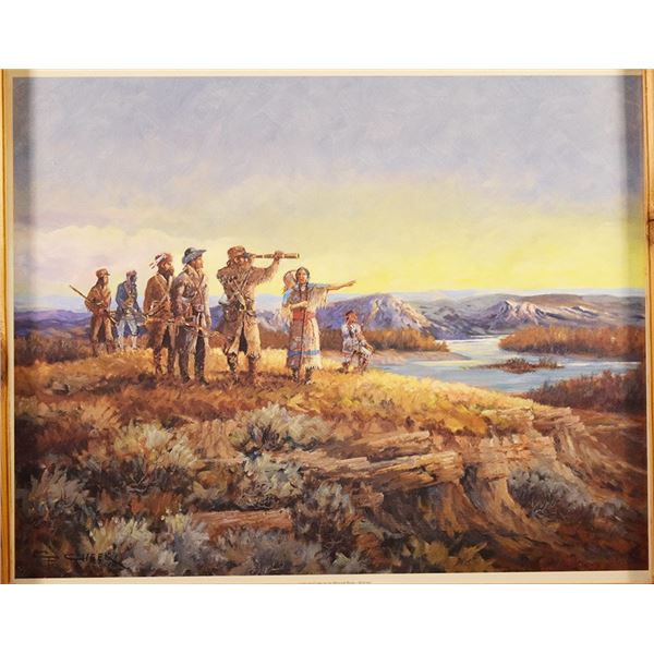 Cheek, C. R., limited edition print, Lewis & Clark on the Missouri River - Montana, 15" x 19", frame