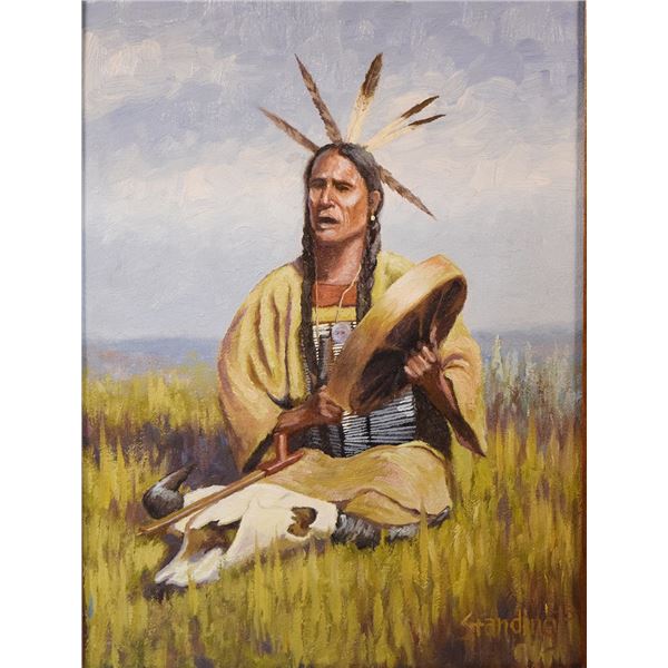 Standing, Gifford (William's son), oil on board, Chief's Bust, 16" x 12", framed, signed lower right
