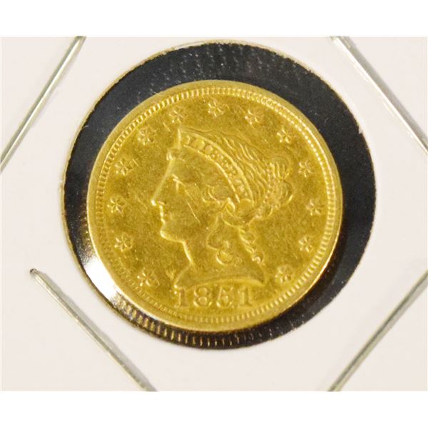 1851 $2½ gold Coronet coin, ungraded