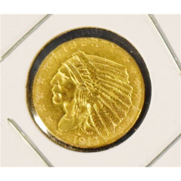 1913 $2½ gold  Indian Head coin, ungraded