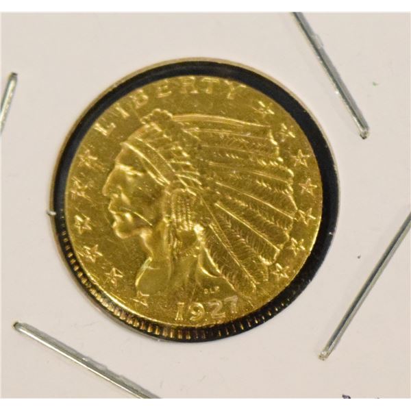 1927 $2½ gold Indian Head coin, ungraded