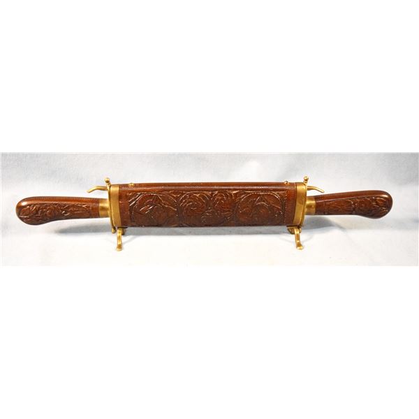 Carving set with carved wooden handles and storage case