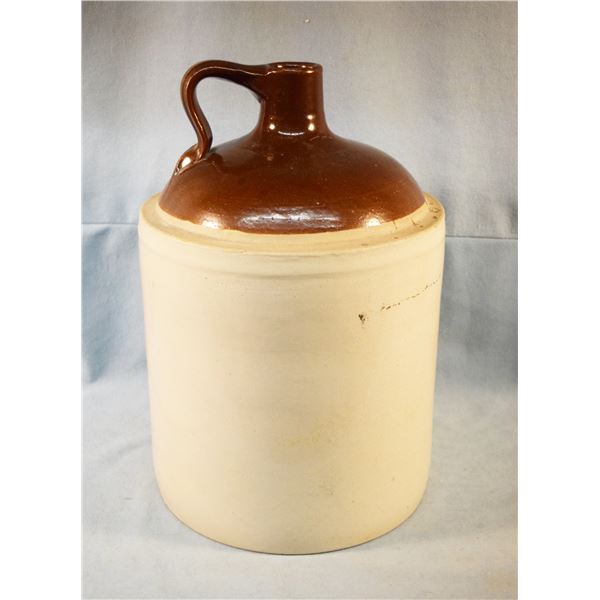 2 pcs: 1 gal crock whiskey jug & 3 gal crock whiskey jug, unmarked