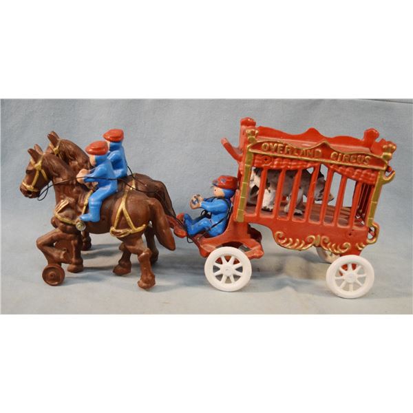 Vintage cast iron horse drawn circus wagon,