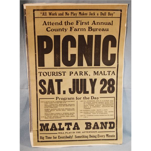 2 pcs: Vintage poster from Malta, MT, 12.5" x 18" & Vintage Viking Snuff cardboard sign, 12" x 20"