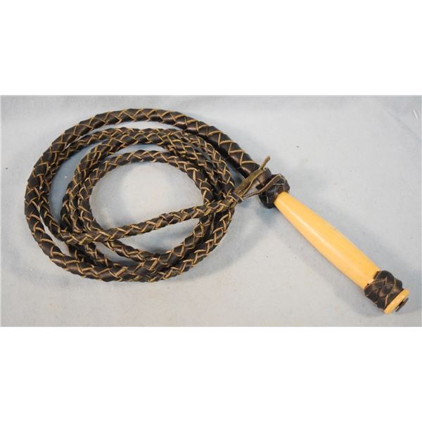 16' black leather bull whip, near mint
