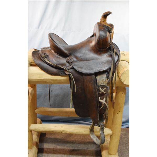 J.W. Kirwan, Douglas, Wyo youth saddle, 12.5", rare