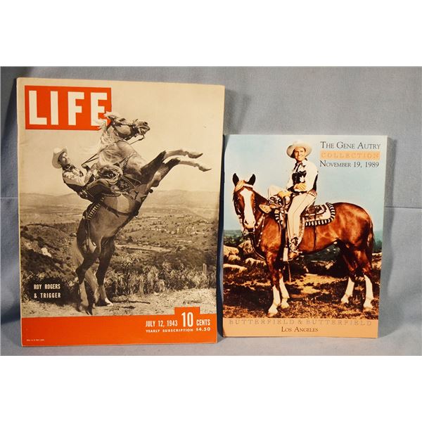 2 items: 1943 Life Magazine w/ Roy Rogers cover; Gene Autry Auction Catalog, 1989