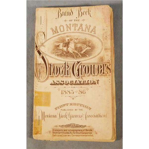1886 Brand Book of Montana Stock Growers Assoc., 1st edition, fair condition