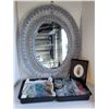 Image 1 : 2 Trays of Costume Jewellery, Wicker Oval Mirror, 5  Oval Picture Frames, Framed Seaweed Picture