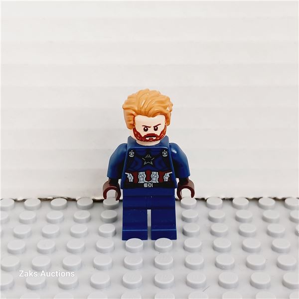 LEGO Captain America - Dark Blue Suit, Dark Brown Hands, Hair