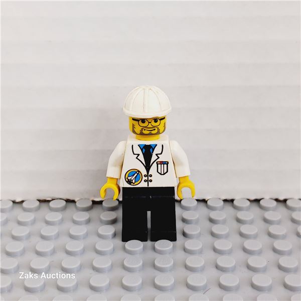 LEGO Space Port - Scientist, White Construction Helmet, Black Legs