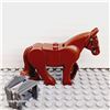 Image 1 : LEGO Horse, Movable Legs with Black Eyes and Bridle, Long White Blaze Pattern