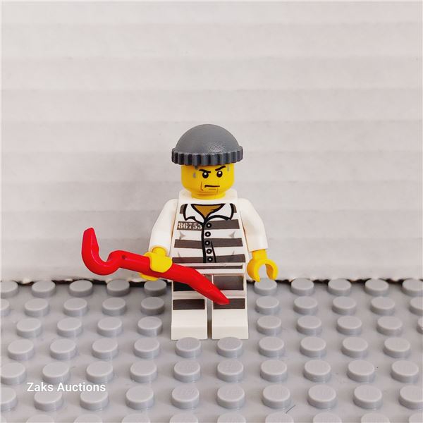 LEGO Police - Jail Prisoner 86753 Prison Stripes, Dark Bluish Gray Knit Cap, Reddish Brown Beard and