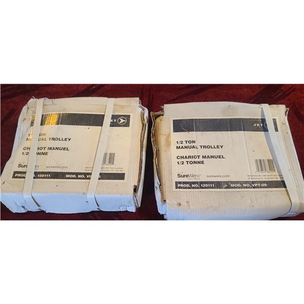 TWO 1/2 TON MANUAL TROLLEY'S