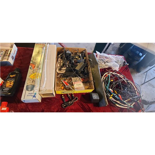 SPEAKER CABLES, MISC CHARGERS AND BIRD FEEDER