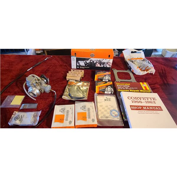 HARLEY DAVIDSON PARTS, CARBURATORS, SPARK PLUGS, AND CORVETTE RAPAIR MANUALS