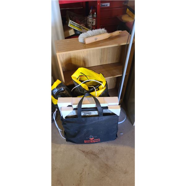 INFLATABLE RAFT, LAMP, PHOTO FRAMES AND SMALL BOOK STAND