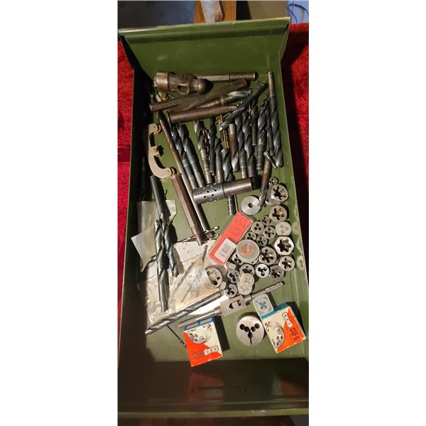 CONTENT OF DRAWER - DRILL BITS AND DIES
