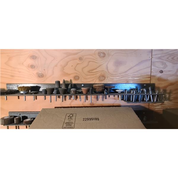 ALL CARBIDE BURRS AND GRINDING WHEELS ON BOTTOM RACK - 1/4" SHANK