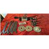 Image 1 : SLITTING SAW, FOUR DOG BONES, BORING BARS, TRAPANING TOOL, AND LATHE WRENCHES
