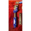 Image 2 : FIVE POWER GRIP NUT WRENCHES, ONE PIPE WRENCH, ONE SQUARE, AND ONE MULTI USE ADJUSTABLE WRENCH