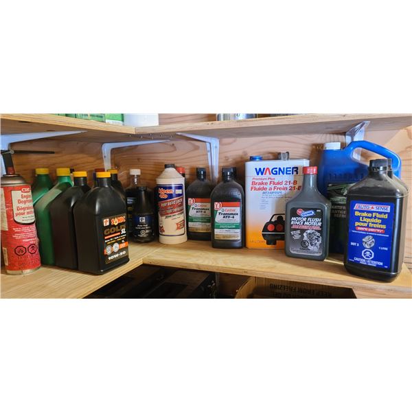 ALL CONTAINERS WITH FLUIDS ON SHELVE - PLEASE SEE IMAGES