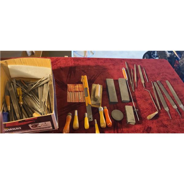 BBOX OF ASSORTED FILES, AND HONING STONES