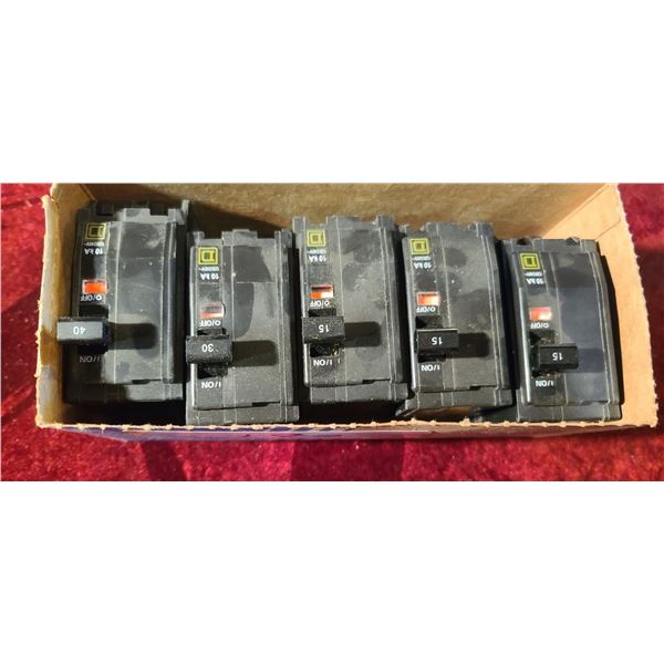 FIVE SQUARE D BREAKERS