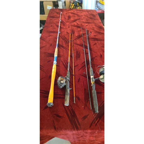 THREE FISHING RODS - TWO COME WITH REELS