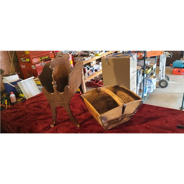 MAGAZINE RACK AND HAND MADE PAIL