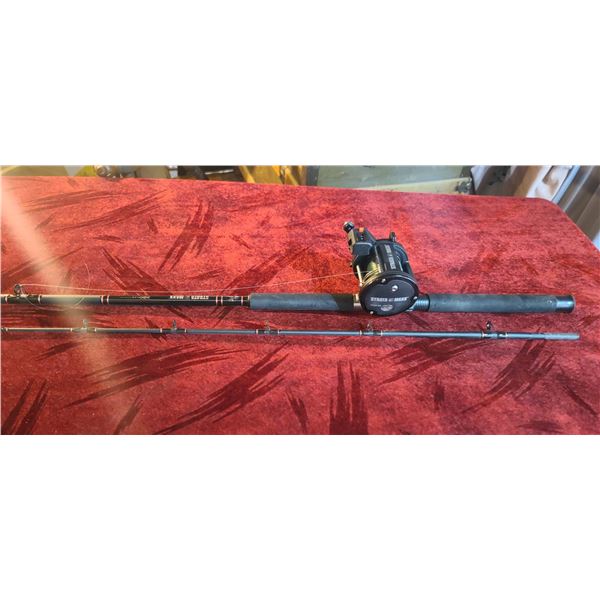 ROD AND REEL COMBO STRA-MAX REEL MODEL STMX30 HAS DEPTH GUAGE