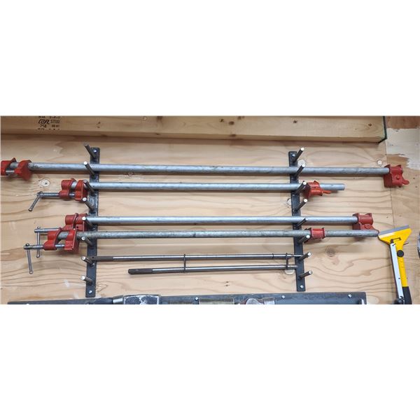 FOUR PONY CLAMPS PLUS TWO ALIGNMENT RODS