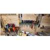 Image 1 : TWO TRACKS OF NUT DRIVERS, SCREW DRIVERS WITH MISC WALL ITEMS